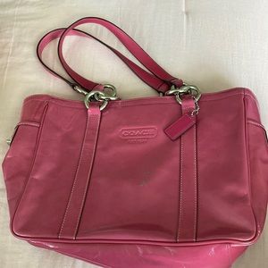 Hot pink COACH bag leather
